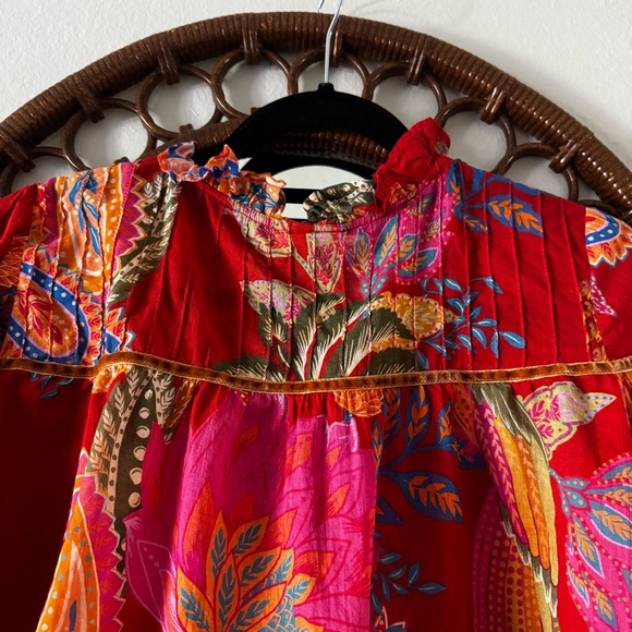 FARM Rio Red Floral Blouse with Pineapple Print size XS - Picture 6 of 10